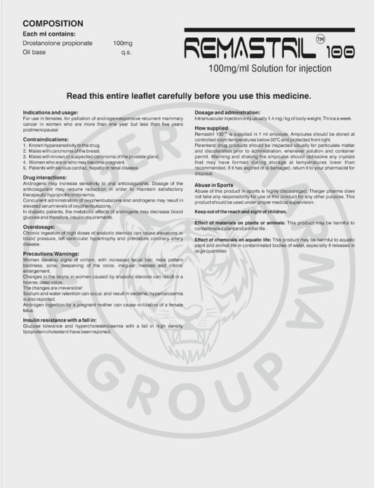 REMASTRIL 100
DROSTANOLONE PROPIONATE 100 MG