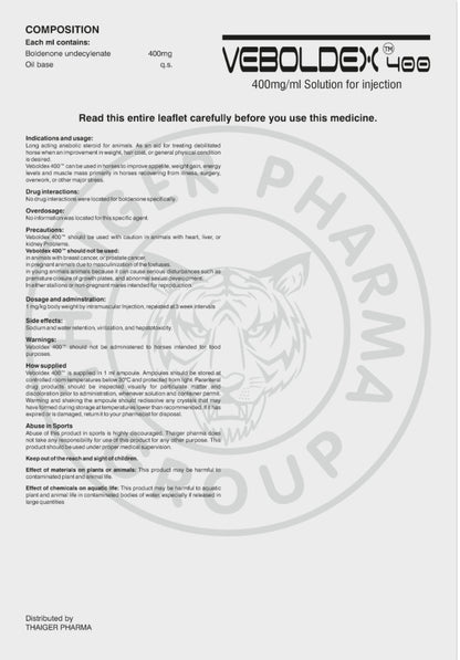 VEBOLDEX 400
BOLDENONE UNDECYLENATE 400 MG