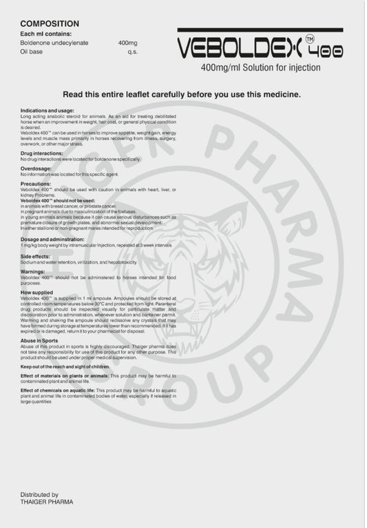 VEBOLDEX 400
BOLDENONE UNDECYLENATE 400 MG