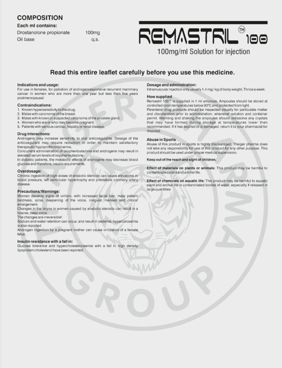 REMASTRIL 100

DROSTANOLONE PROPIONATE 100 MG